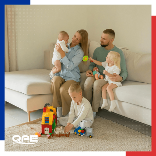 a family sitting comfortably in their living room