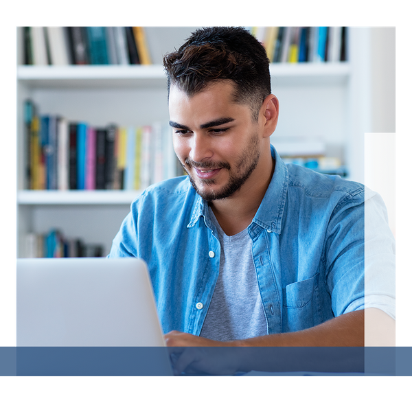 Image of a homeowner using a computer.