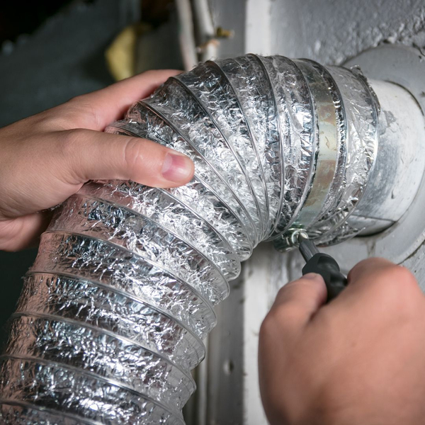 screwing tube into duct