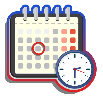 Graphic of calendar and clock