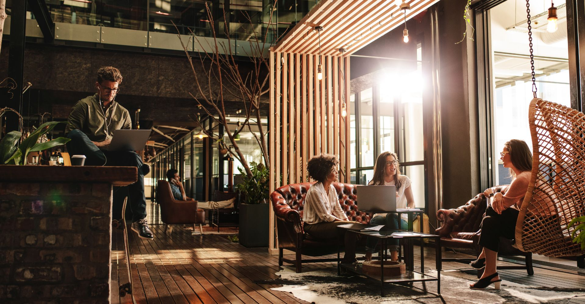 lobby, mixed work space, modern interior design