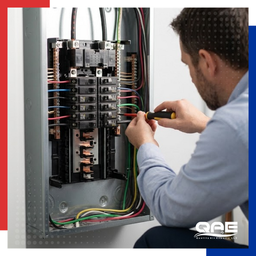 electrician working on panel upgrade 
