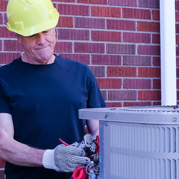 An HVAC Technician repairing an HVAC system.