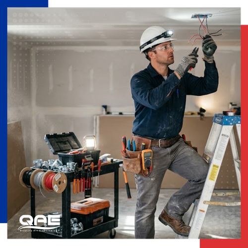 electrician running new wiring 
