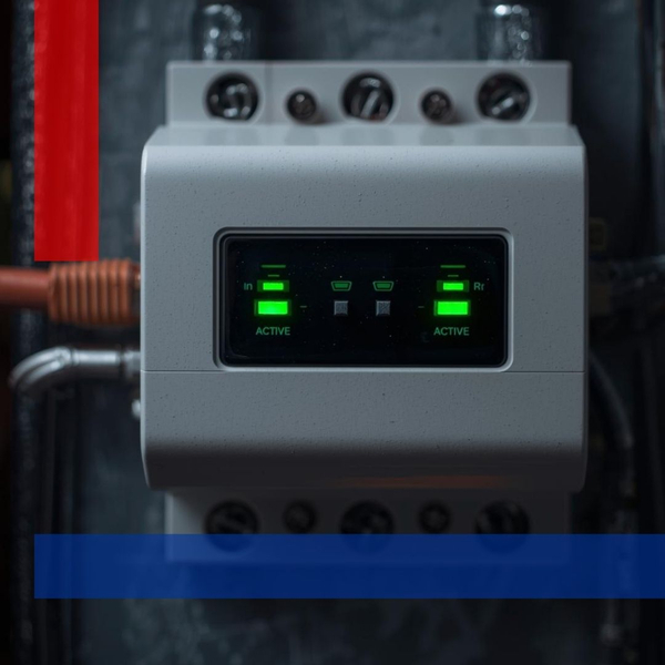 Whole-home surge protection system installed in an electrical panel.