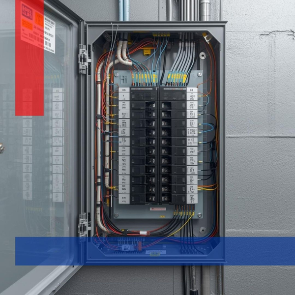 Modern circuit breaker panel upgrade and electrical maintenance.