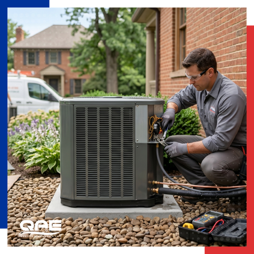 Outdoor AC unit installation.