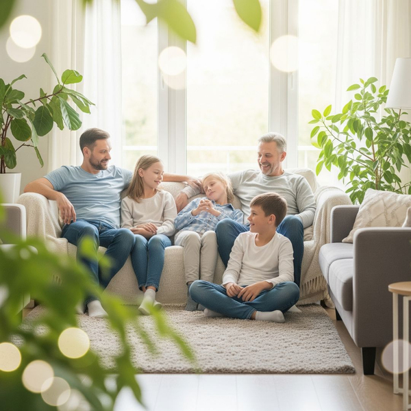 A family enjoying the comfort of their home's clean air