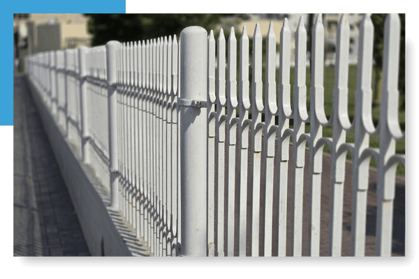 close up of white fence