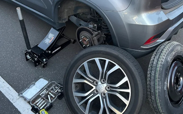 tire change on a car