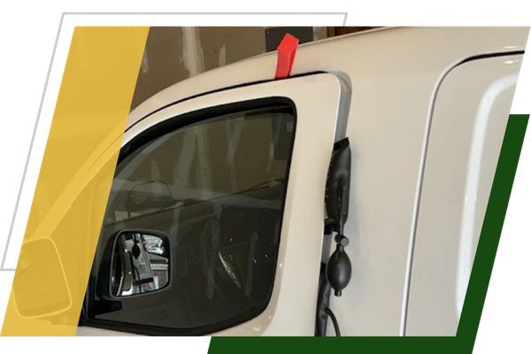 a car being unlocked with inflating balloons