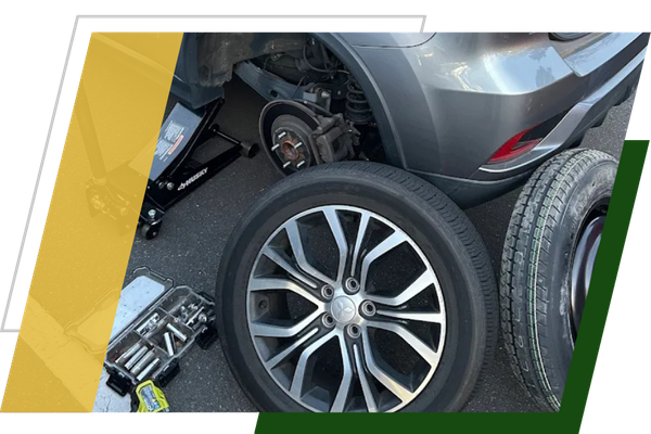 care tires being fixed