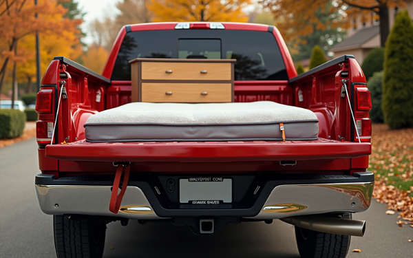truck with some furniture in the trunk