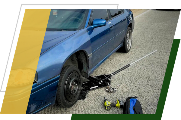 tire changing on the roadside