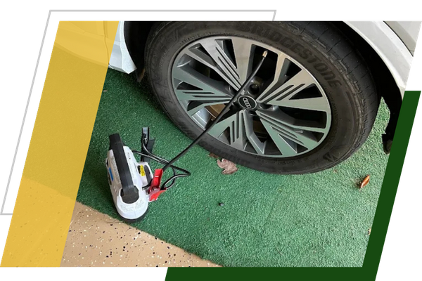 a tire being inflated