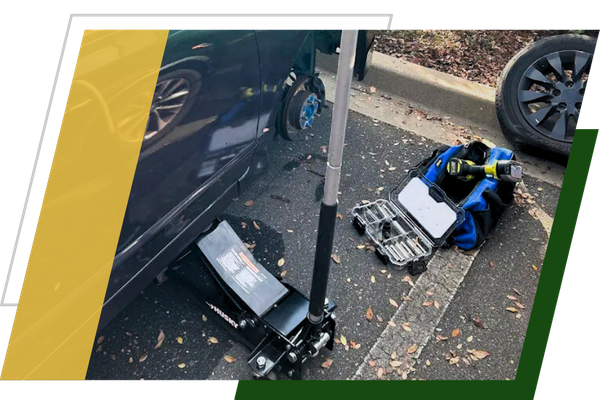 a tire being changed