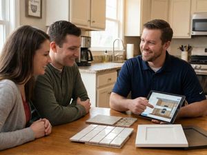 consultation with homeowners showing options 