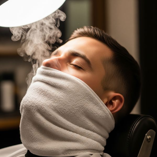 A man relaxing in a barber chair with a hot towel on his face. Classic and Modern1.jpeg
