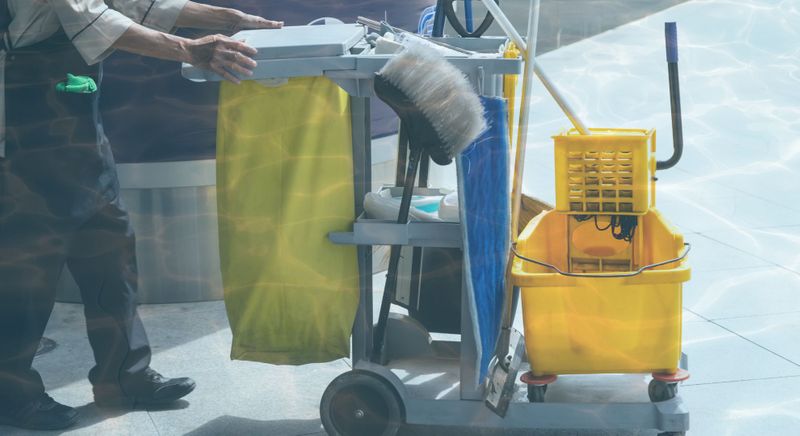 cart with cleaning supplies