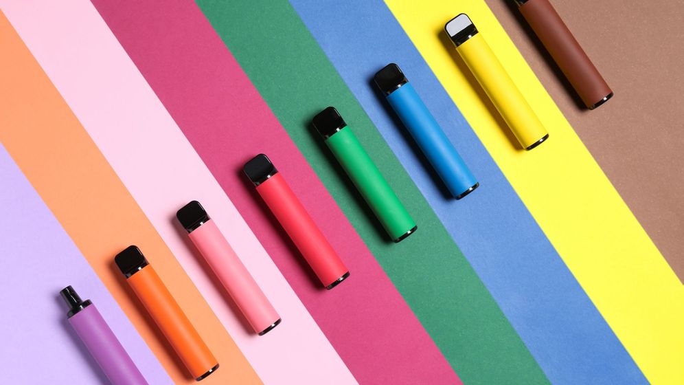 colorful set of disposable vapes