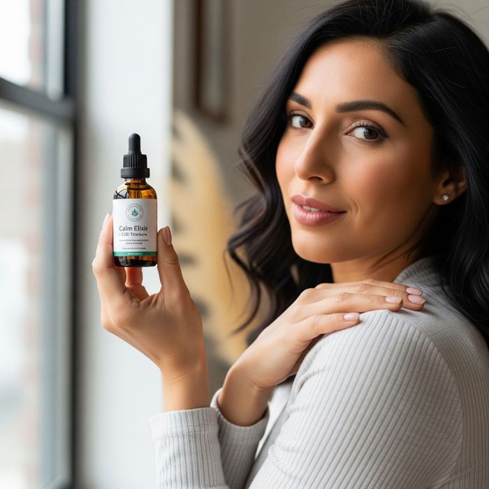 Woman applying CBD products