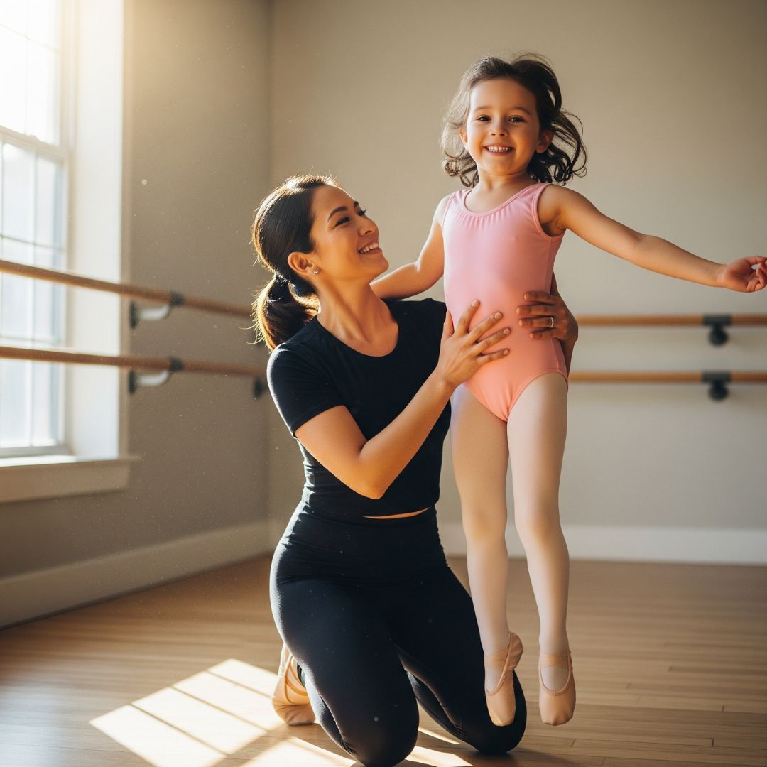 A parent and child dancer in a positive and encouraging environment.