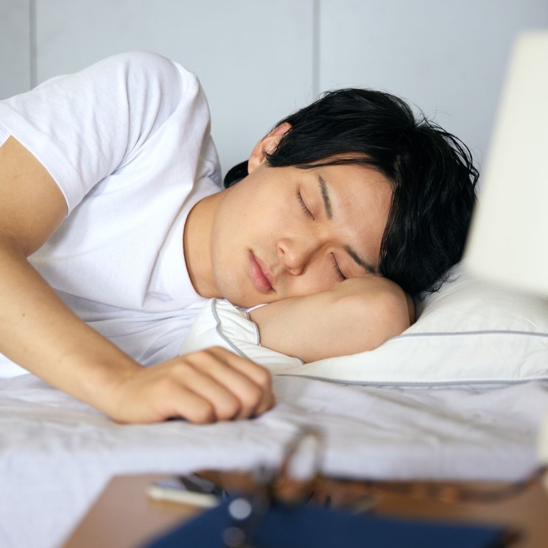 image of a man sleeping