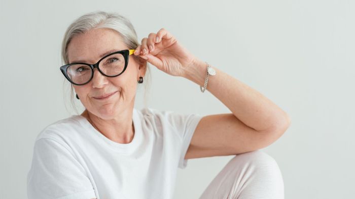 older woman with glasses