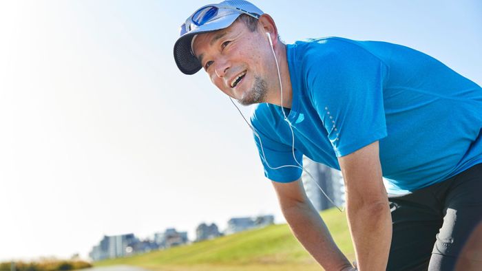 middle aged man being active outside