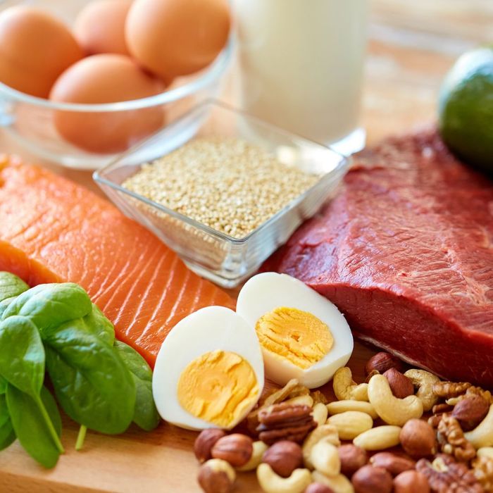 food with protein including eggs, salmon, nuts, and more