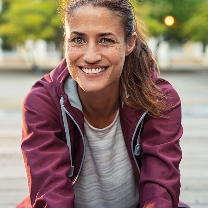 smiling woman outdoors