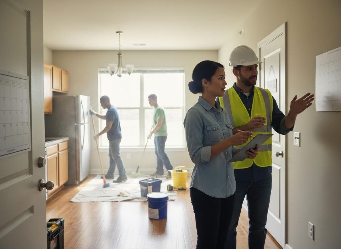 Construction Manager and Client Discussing Renovation Schedule