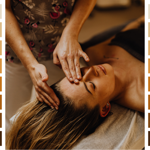 Woman getting a forehead massage