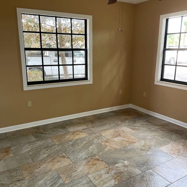 Home interior freshly painted a light brown color