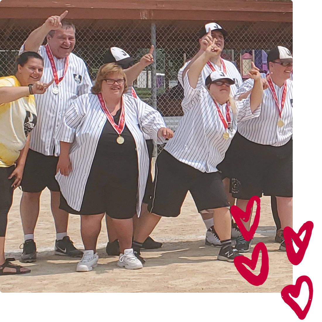 Special needs people at baseball game