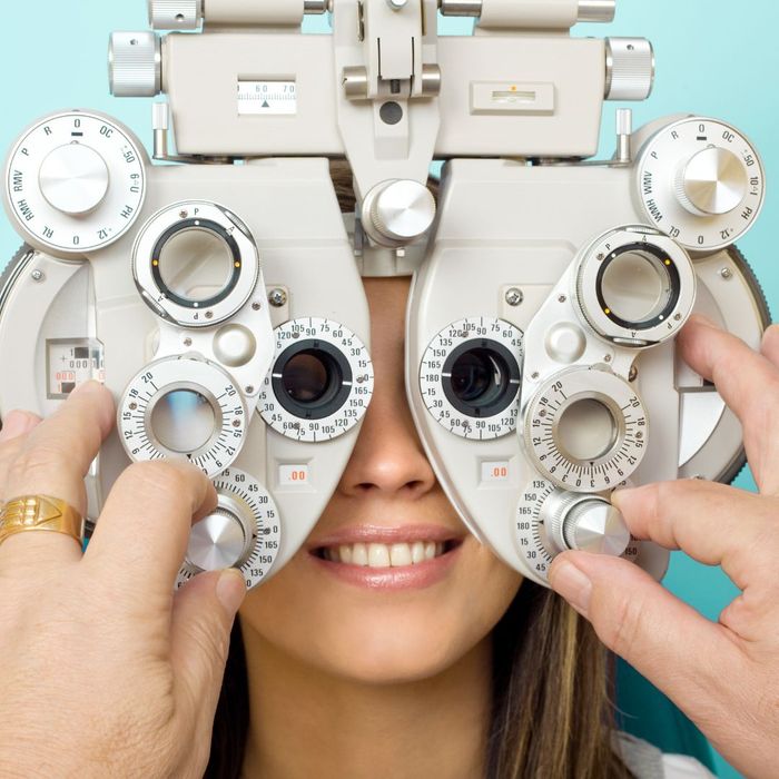 Woman getting an eye exam