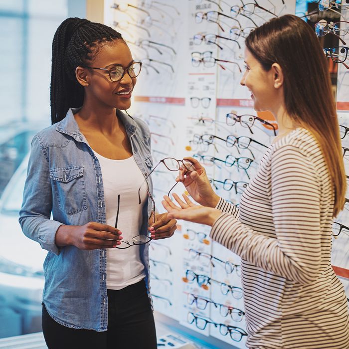 woman getting new glasses