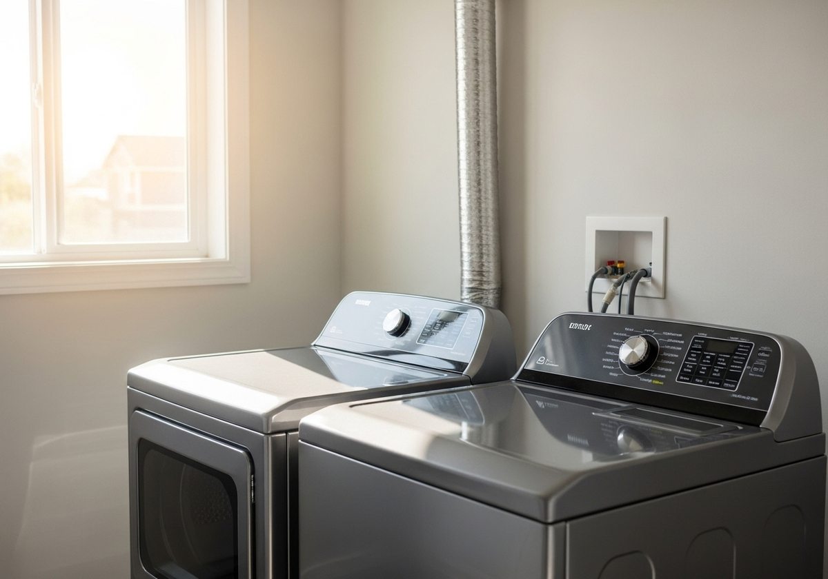 Modern Washer and Dryer in Laundry Room