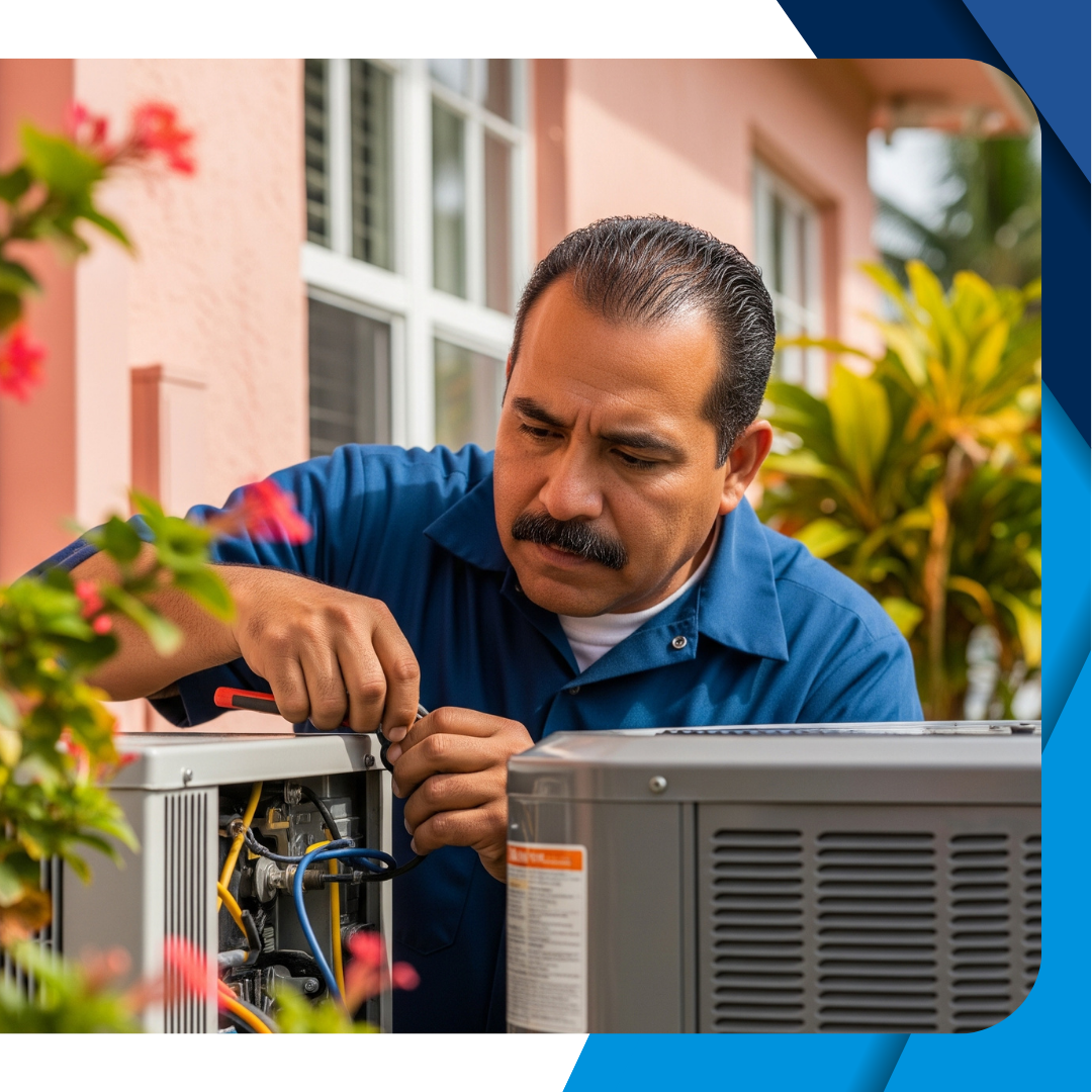 working on residential ac unit working on residential ac unit