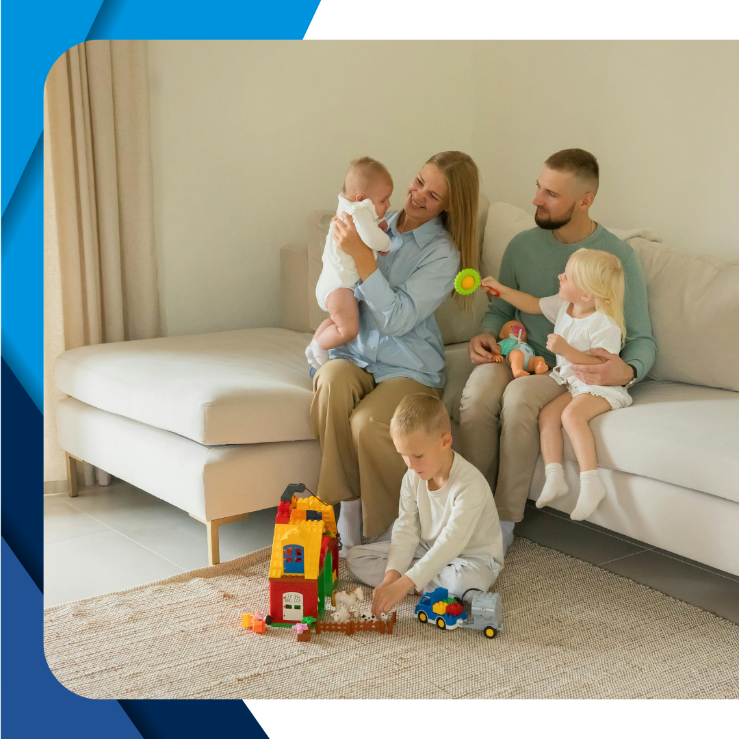 Family enjoying time indoors