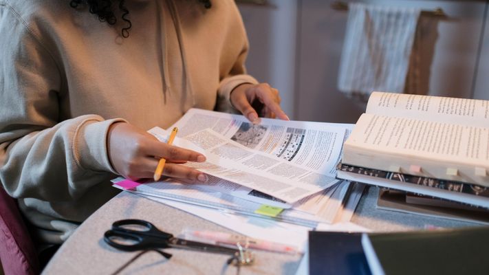 College student studying.
