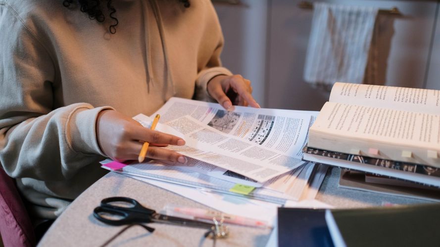 College student studying.