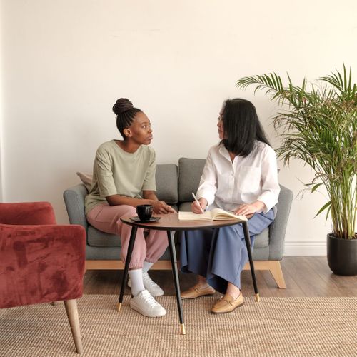 Couselor and patient talling.