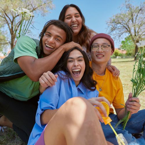 a smiling group of friends