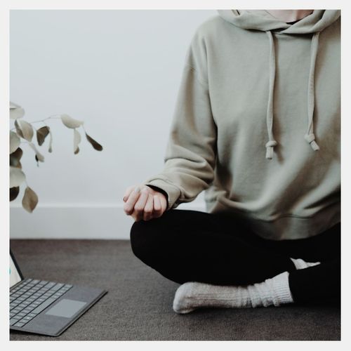 meditation with laptop