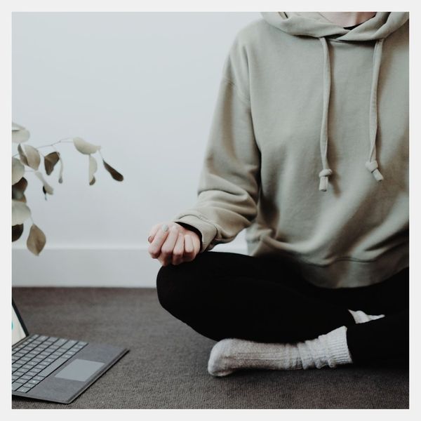 meditation with laptop