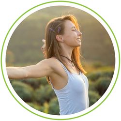 young woman with arms out, happy young woman with arms out, happy