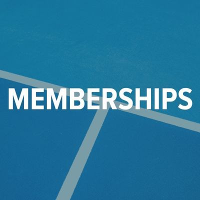 Pickleball court lines, text reading "memberships"