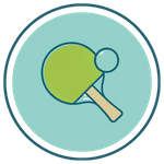 Symbol of a ping pong paddle and ball