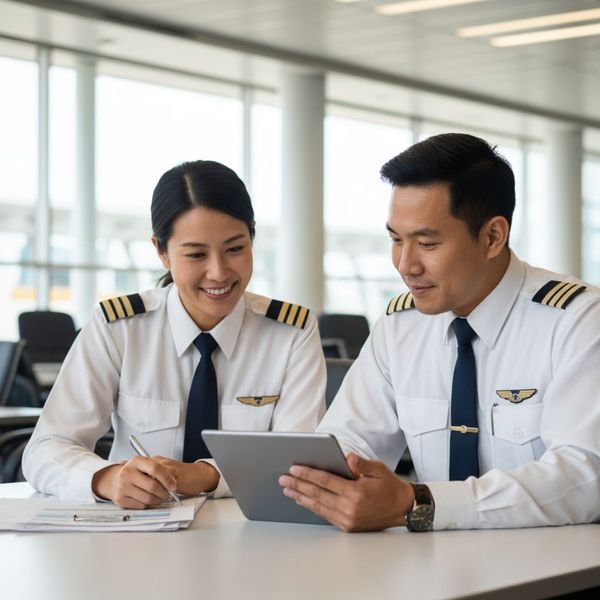 two pilots studying together